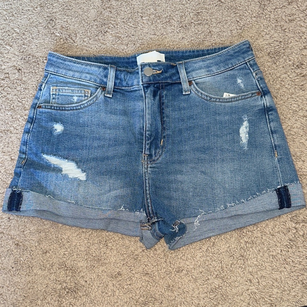 H&M Light Blue Distressed Denim Shorts